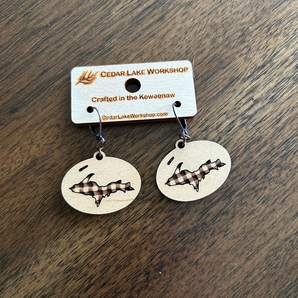 Wooden U.P. Earrings